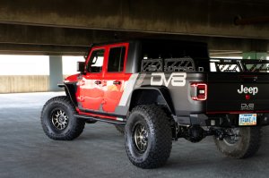 Jeep Gladiator JT Fender Flares - Front - DV8 Offroad - Slim, Micro-texture, Dual Stage Daytime Running Lights - Black - `20-`23